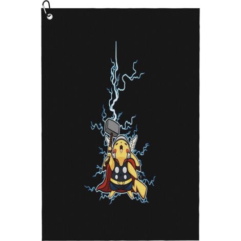 Pokémon Evoli Pikachu Golfhandtuch für Herren, Mikrofaser-Waffel-Golfhandtuch, Golfzubehör, Weihnachts- oder Geburtstagsgeschenk (1/5)