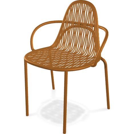 Chaise de jardin, Lot de deux fauteuils indoor / outdoor Malvasia Terracotta en Metal, Scab design (1/2)