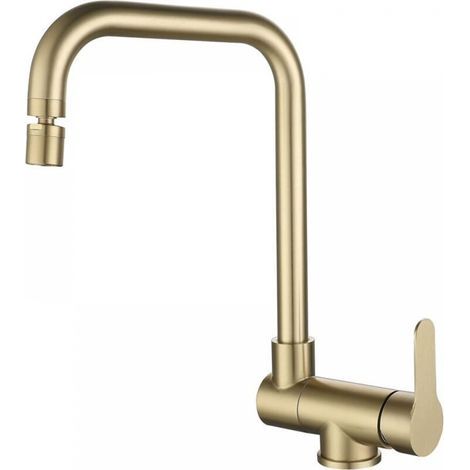 Klappbare Küchenarmatur, klappbare Küchenarmatur aus gebürstetem Edelstahl in Goldoptik, moderne klappbare Armatur (1/5)