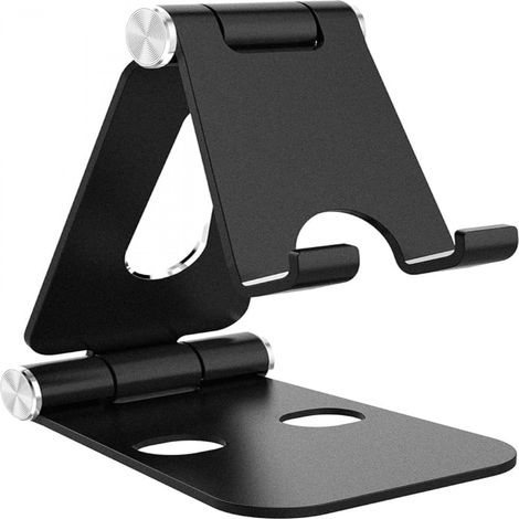 Support Téléphone - Aluminium Métallique - Pliable - Pour Smartphones Bureau - Hauteur Réglable - 1 Pièce (1/5)