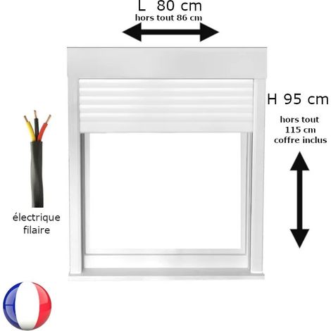 Fenêtre PVC 1 vantail avec volet roulant électrique H 95 x L 80 cm pour pose en neuf - tirant gauche (1/5)