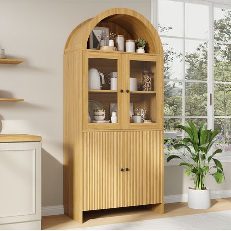Credenza vetrata con anta in vetro, armadio alto 78 x 40 x 176 cm, naturale HAVRYA (1/5)