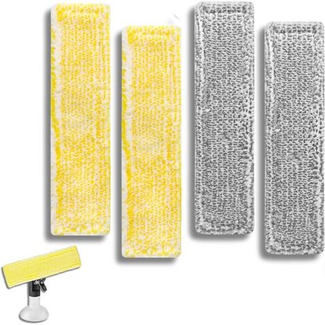 Housses d'essuie-glace en microfibre, lot de 4, compatibles Kärcher WV 2, WV 5 et WV 6 Plus, lavables, pour nettoyage des vitres sans traces, jaune et blanc (1/5)