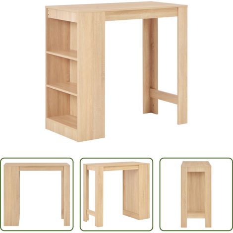 Stehtisch - Bartisch mit Regal Eichenbraun 110x50x103 cm (1/5)
