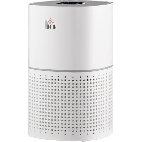 Purificateur d'air HEPA Ioniseur CADR 225m³/h 50W minuterie 4 vitesses 22x22x36 cm blanc