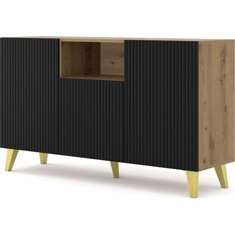 Cassettiera Ravenna B 150 cm 2D1DM piedini artigianali in oro nero