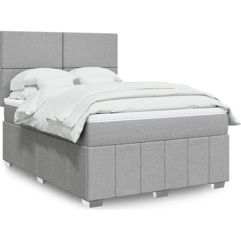 Boxspringbett mit Matratze Hellgrau 140x200 cm Stoff