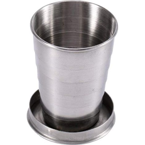 Gobelet de voyage pliable en acier inoxydable, portable, pour le camping et les voyages en extérieur. Gobelet pliable et rétractable (S) 75 ml (1/5)