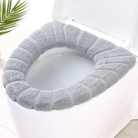 Set mit 5 dicken Toilettensitzbezügen - Weiche und warme Toilettensitzbezüge, waschbarer elastischer Faserstoff, einfach zu montieren, komfortable Toilettensitzbezüge (
