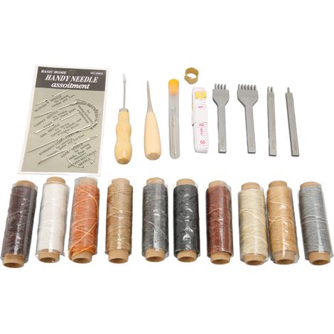 Kit de couture pour cuir, fournitures pour le travail du cuir avec fente pointue pour fil ciré, idéal pour les loisirs créatifs. (1/5)