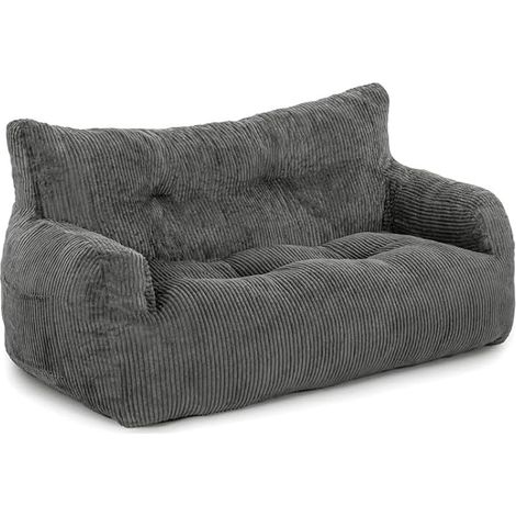 Bean Bag, Large Bean Bag Chair with Filling Included, 2 Seater Sofa with Portable Handle, Modern Ergonomic Beanbag Adult, Comfy Chair for Living Room, Bedroom, Gaming Room, Gray (1/5)