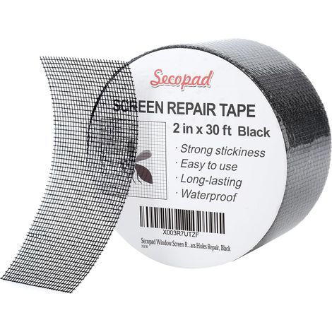 Selbstklebendes schwarzes Reparaturklebeband für Fliegengitter, 5 cm x 9 m (360 Zoll), Reparaturset für Fiberglas-Flicken an Türen und Fenstern (1/5)