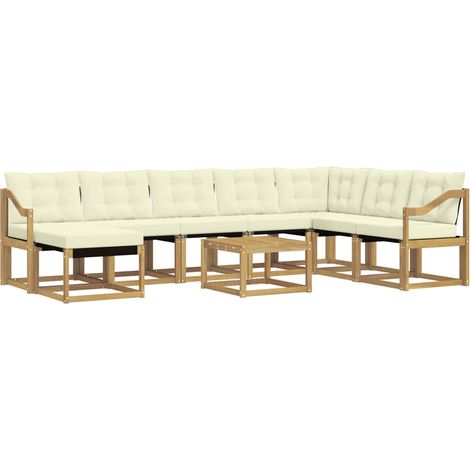 Outdoor Sofa Set with Cushion 9 pcs White and Cream vidaXL (1/5)