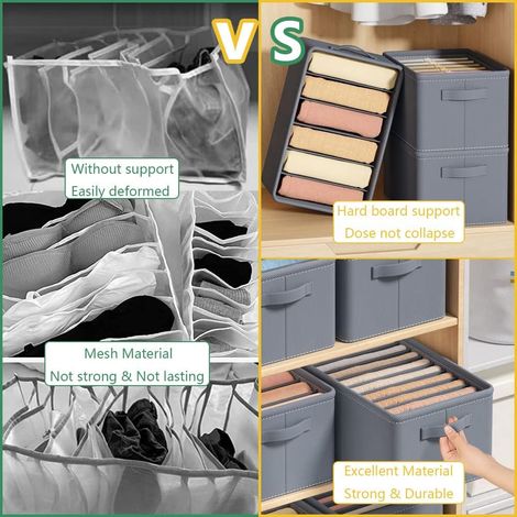 Organisateur de tiroir à vêtements 4pcs, organisateur de vêtements en carton PP avec poignée, organisateur de tiroir à vêtements, pas d'effondrement doux, adapté aux jeans, leggings, t-shirts (1/4)