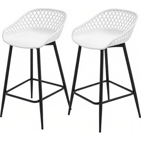 Taburetes de bar blancos de PP y metal con reposapiés, 2 unidades (1/5)