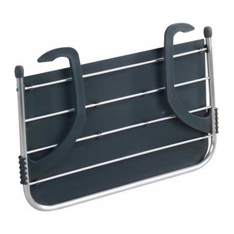 WENKO Stendibiancheria per balcone 2in1, stendino esterno e mensola sospesa, Pieghevole, Alluminio - Plastica, 53x34x16 cm, lucido - grigio (1/5)
