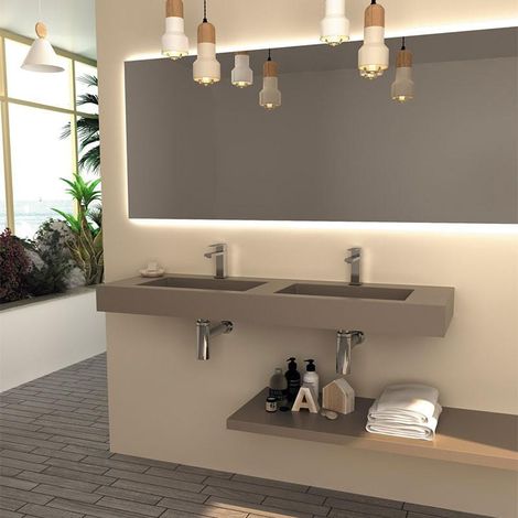 Lavabo doble suspendido superficie pizarra CLEVER DUO (todos los colores)