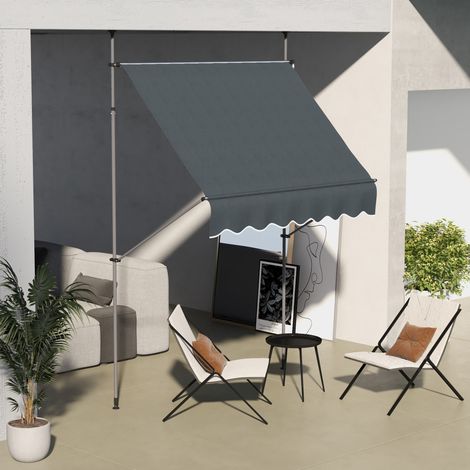 Manuell ausziehbare Markise mit Kurbel, 200 x 120 x 210–300 cm, höhenverstellbar, wasserdicht und UV-beständig, dunkelgrau