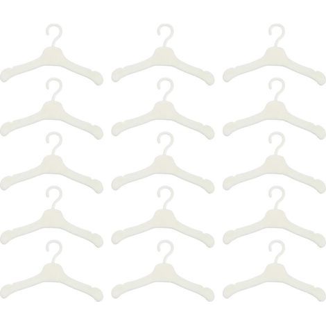 50 Kleiderbügel für Puppenkleidung aus Kunststoff – 5,5 x 3 x 0,1 cm – Weiß (1/3)