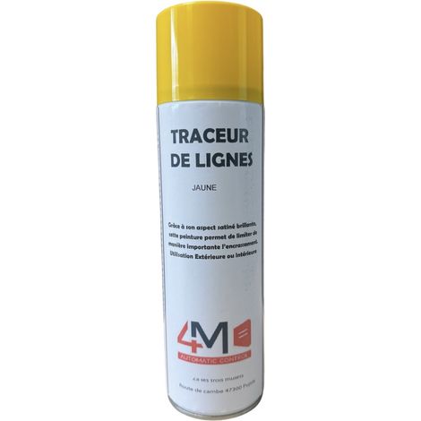 BOMBE PEINTURE AEROSOL JAUNE POUR MARQUAGE AU SOL - 4M