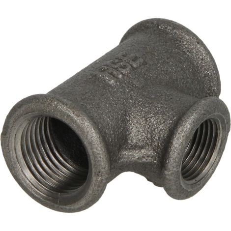 Té en fonte malléable noir réduit 2'' x 1'' x 2'' FF/FF/FF
