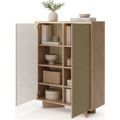 Credenza Hasota, Madia 4 Ripiani, Apertura Battente, 2 Ante, 104x40x138h cm Marrone Rovere