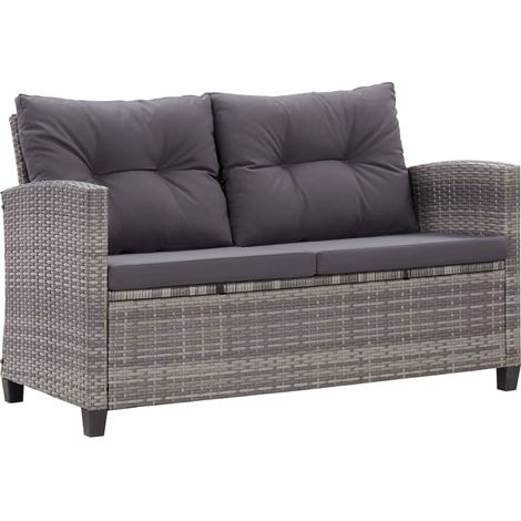vidaXL Divano da Giardino 2 Posti con Cuscini Grigio 124 cm