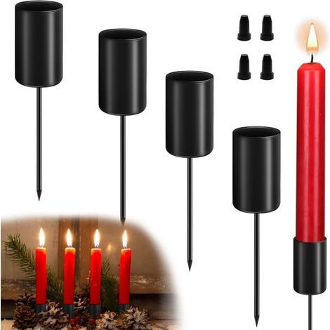 4er Set Kerzenhalter für Stabkerzen, Metall, Schwarz, 11cm (1/5)