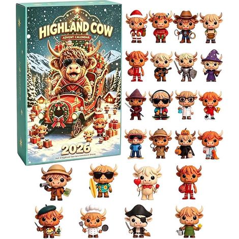 Adventskalender mit Hochlandrindern 2026 - 24 Mini-Kuhfiguren (1/5)