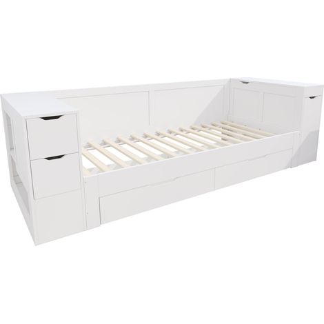 Kinderbett 90 x 190 cm mit Schubladen und Stauraum, MDF, Weiß, MODENUIT (1/5)