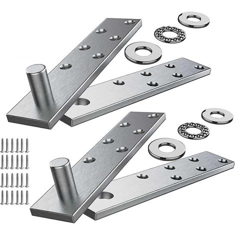 Bisagra pivotante de 2 piezas para puerta, sistema de bisagra pivotante con herrajes de apertura, 153 cm, material de acero inoxidable, color plata. (1/5)