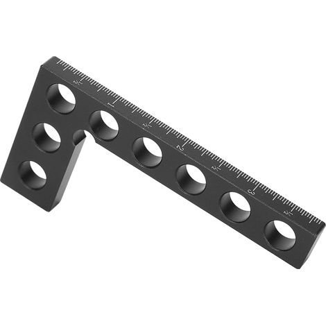 Équerre de positionnement à 90°, règle d'angle, outil de travail du bois, règle graduée en pouces (0-100 mm), noire (1/5)