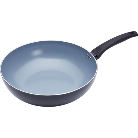 KitchenCraft MasterClass Eco Wok de Ceramica con rivestimento antiaderente, adatto ai fornelli a induzione de, 29,5 cm - Grigio/Nero