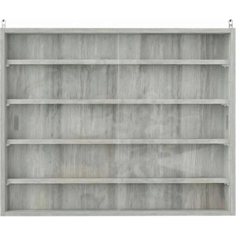 Vetrina da parete in vetro grigio 80 x 9,5 x 60 cm con 4 ripiani regolabili (1/5)