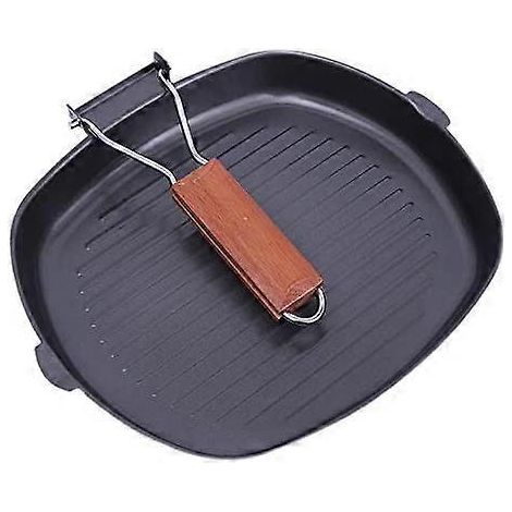 20 cm quadratische, faltbare Grillpfanne aus Gusseisen mit Antihaftbeschichtung