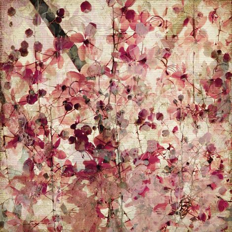 Tableau vintage à fleurs | Tableau fleuri rose & blanc idéal salon & couloir | Tableau sur toile à fleurs pour chambre adulte 0,5 x 0,5 m (1/2)