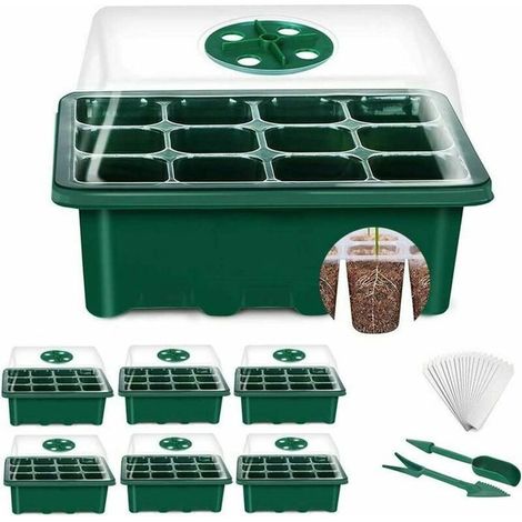 Mini serre pour plantes 6 pices plateau de semis avec 72 cellules couvercle et ventilation durables pour couleurs multipl Largeight