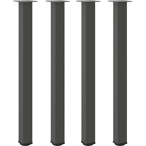 Lot de 4 pieds de table de bar 110-112 cm en acier thermolaqué anthracite moderne avec patins réglables (1/4)