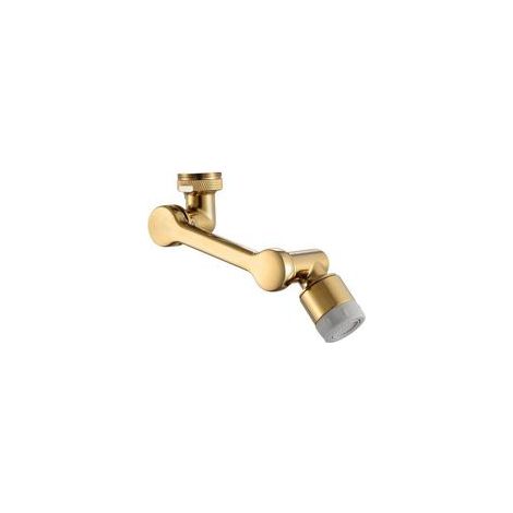 Schwenkbarer Wasserhahn-Luftsprudler (1080°), universelle 2-Funktions-Brause, Wasserhahnverlängerung, Messing, gebürstetes Gold (1/5)