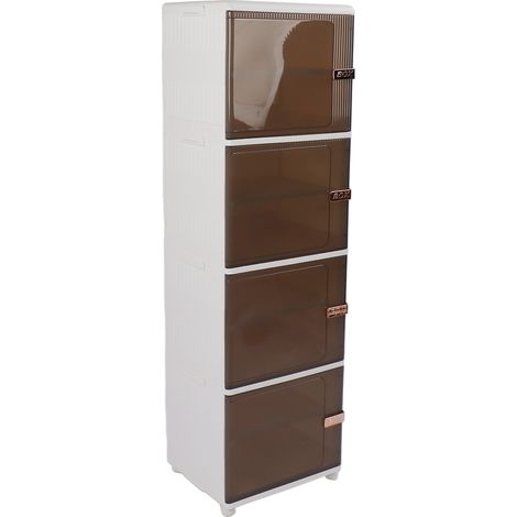Faltbare Aufbewahrungsboxen mit großem Fassungsvermögen, tragbar, staubdicht, stapelbar, mit Universalrollen, Magnetverschluss, 4 Ebenen, 40 x 33,5 x 136 cm (15,75 x 13,19 x 53,54 Zoll). (1/5)