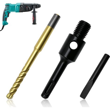 Adaptateur SDS Plus M16, rallonge SDS, avec foret de centrage et cale d'éjection pour carotteuse, scie cloche, adaptateur de foret pour carrelage, mandrin (1/5)
