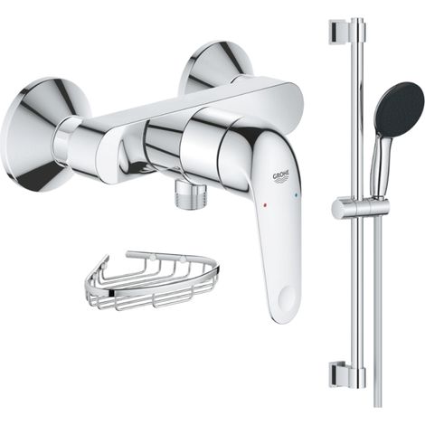 Mitigeur douche mécanique GROHE Swift 2023 + Ensemble de douche 2 jets avec barre + Panier porte-savon