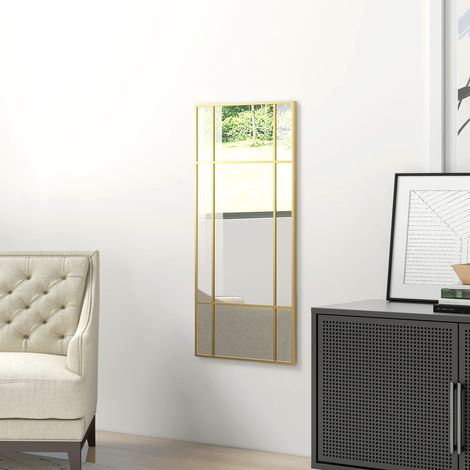 REDOM Miroir 2x110x50cm Mural decoratif Grille neuf cadres Verre Cadre metalique Doré (1/5)