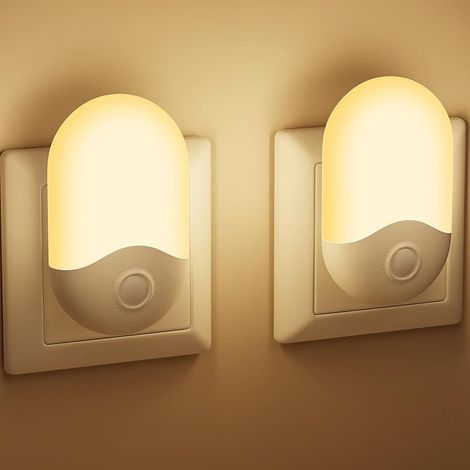 Veilleuse Enfant avec Capteur de Crépuscule [Lot de 2], AUTO ON/OFF, Veilleuse Bébé avec Prise, Lampe de Nuit pour Couloir, Cuisine, Salle de Bains, Blanc Chaud, 0,5 W, 30LM (1/5)