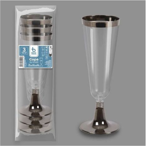 Verre Cava Réutilisable, 3 Unités. Capacité 150 Cm (1/2)