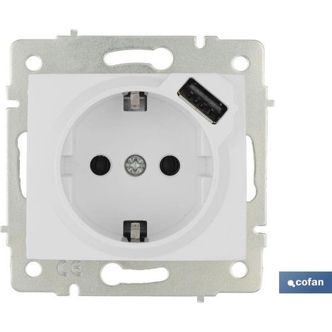 Base enchufe 2p+t con obturador modelo pacific 16a 250v entrada usb