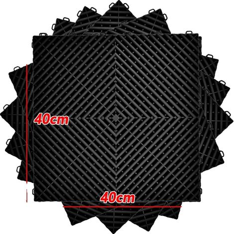 Baldosas para suelo de garaje, diseño entrelazado, alta capacidad de carga, 40 piezas, color negro. (1/2)