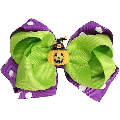 Halloween-Haarspange für Babys und Mädchen mit Schleife, zweilagig, Kürbis-Haarspange mit Alligator-Motiv, MMD (1/5)