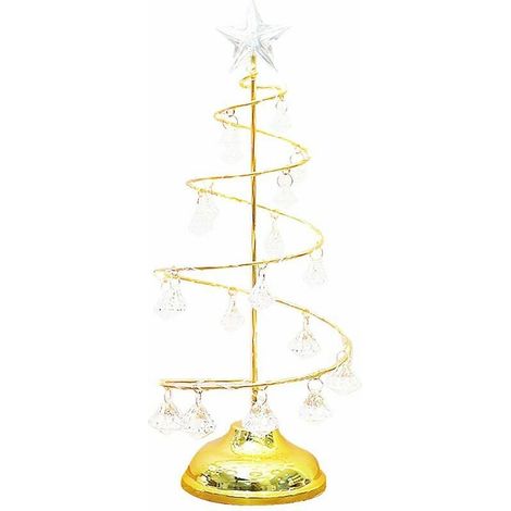 Ornement De Noël - Arbre Lumineux En Fer Galvanisé Avec Cristaux LED - Lumière Chaude Dorée - Pour Sapin Ou Décoration Intérieure - 1 Pièce (1/5)