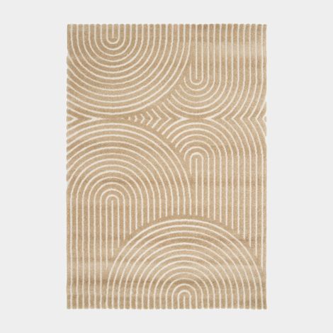 Tapis de salon en relief - Circle - Courbe beige et crème - 160 x 230 cm (1/5)